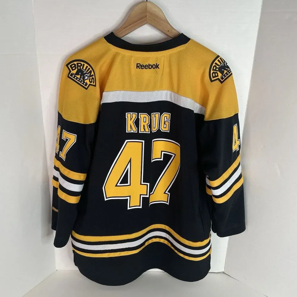 Torey Krug Boston Bruins Hockey Jersey, Youth L/XL, #47 Reebok, Yellow/Black - Picture 2 of 8